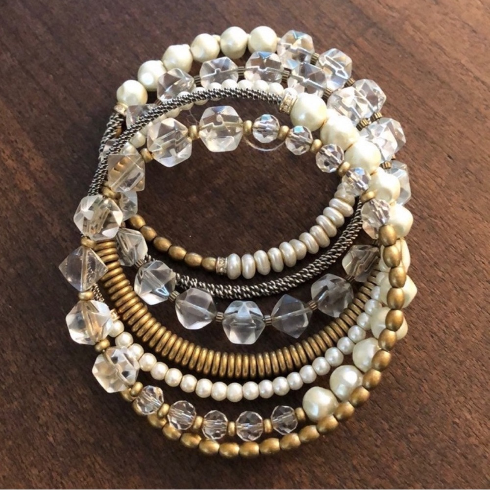 Silpada 'Practical Pearls' Sterling Silver Brass Swarovski Crystal Wrap Bracelet - Picture 5 of 5